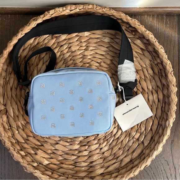 NWT Alexander Wang Blue Wangsport Crystal Detail Camera Bag - Picture 1 of 12